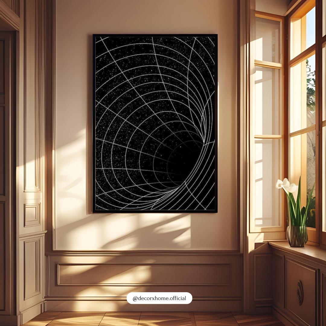 Cosmic Space Warp Wall Art Poster – Minimalist Black Hole & Universe Design | Decorxhome