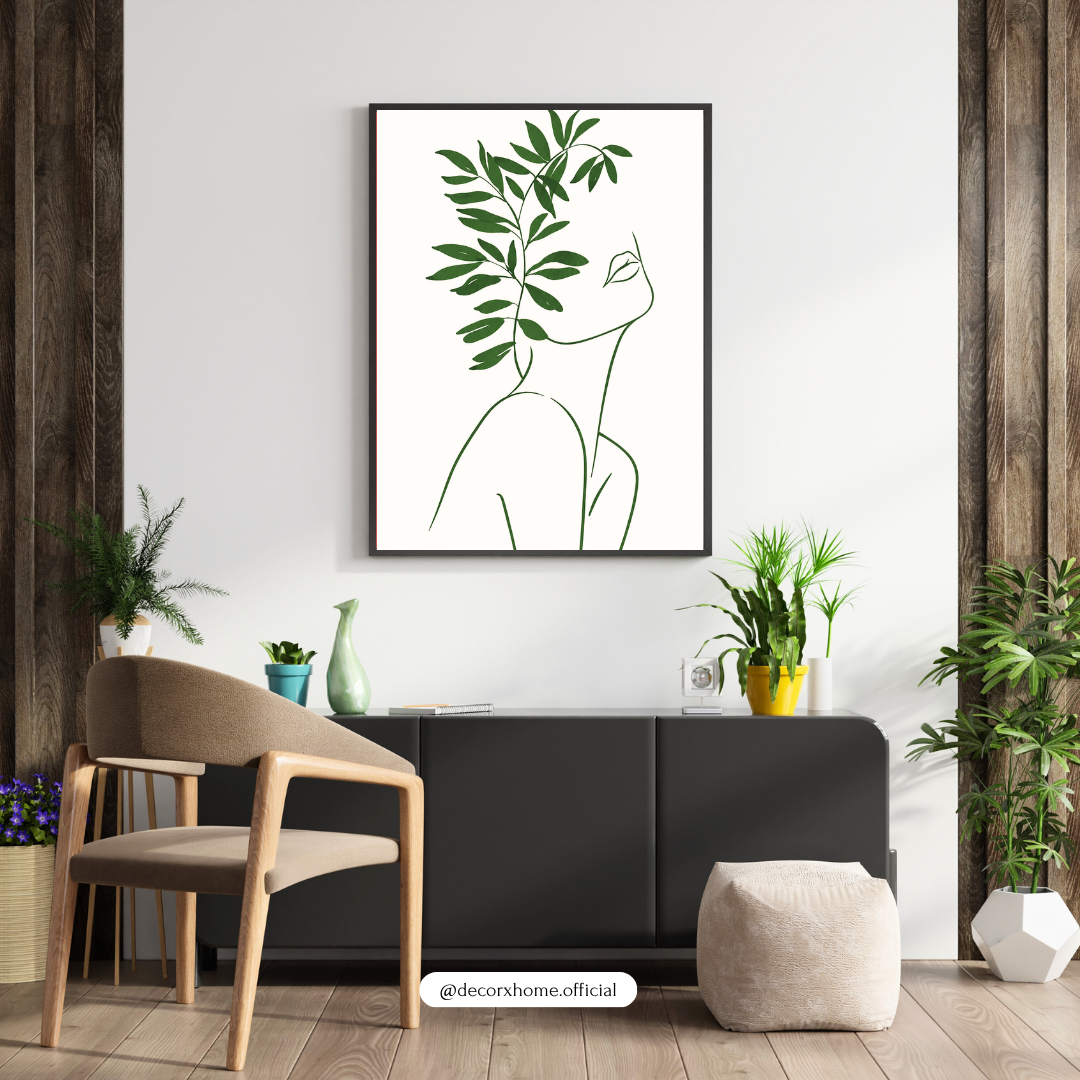 Botanical Silhouette Line Art Poster – Minimalist Nature-Inspired Wall Art