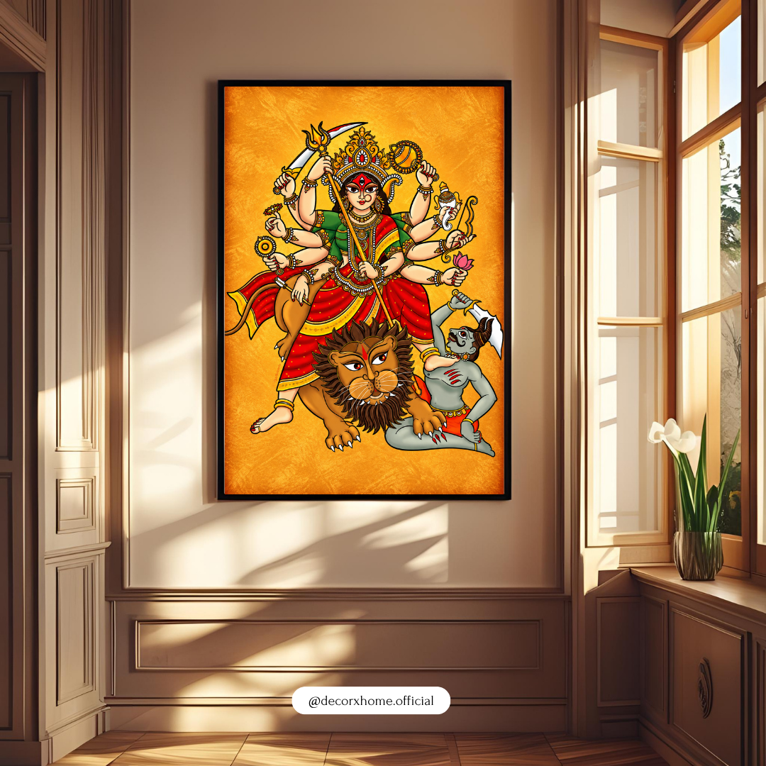Maa Durga Divine Power & Protection Wall Art | Traditional Hindu Goddess Poster | Decorxhome