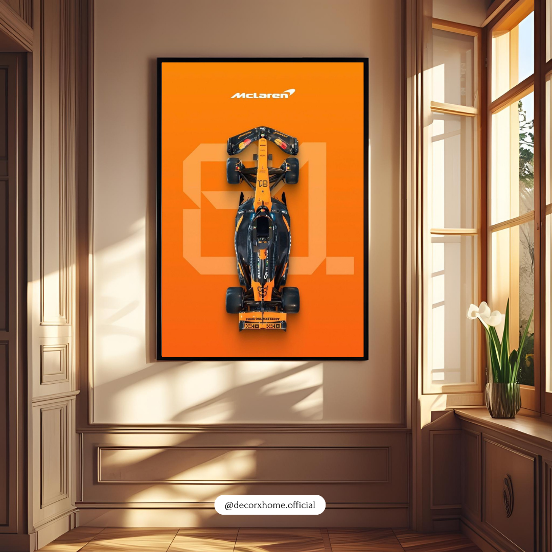 F1 - Orange Velocity – Formula Racing Car Top-View Wall Poster