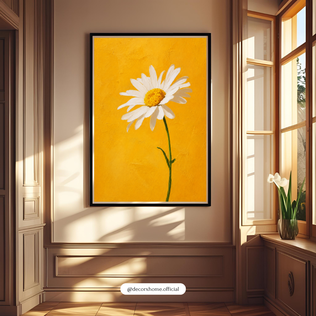 Yellow Daisy Wall Art – Minimalist Floral Botanical Poster
