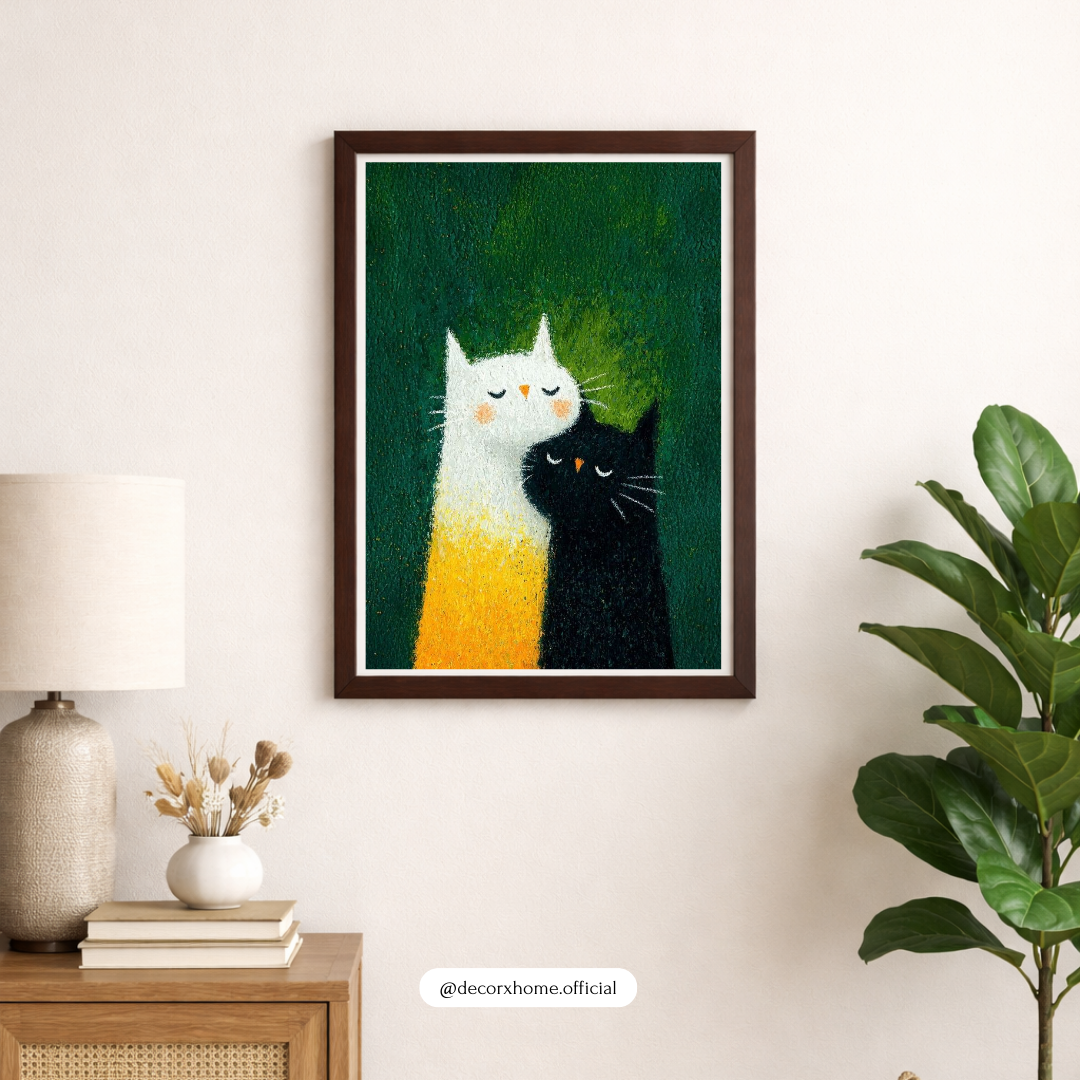 “Together Forever” – Cute Cat Art Wall Poster by Decorxhome
