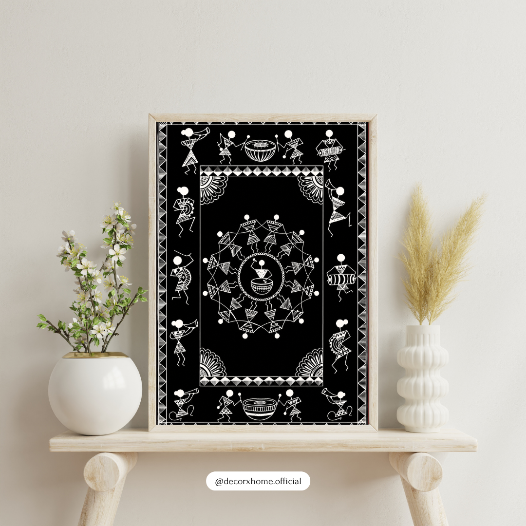 Warli Tribal Mandala Poster | Traditional Indian Folk Art Wall Decor | Premium Ethnic Artwork by DecorxHome