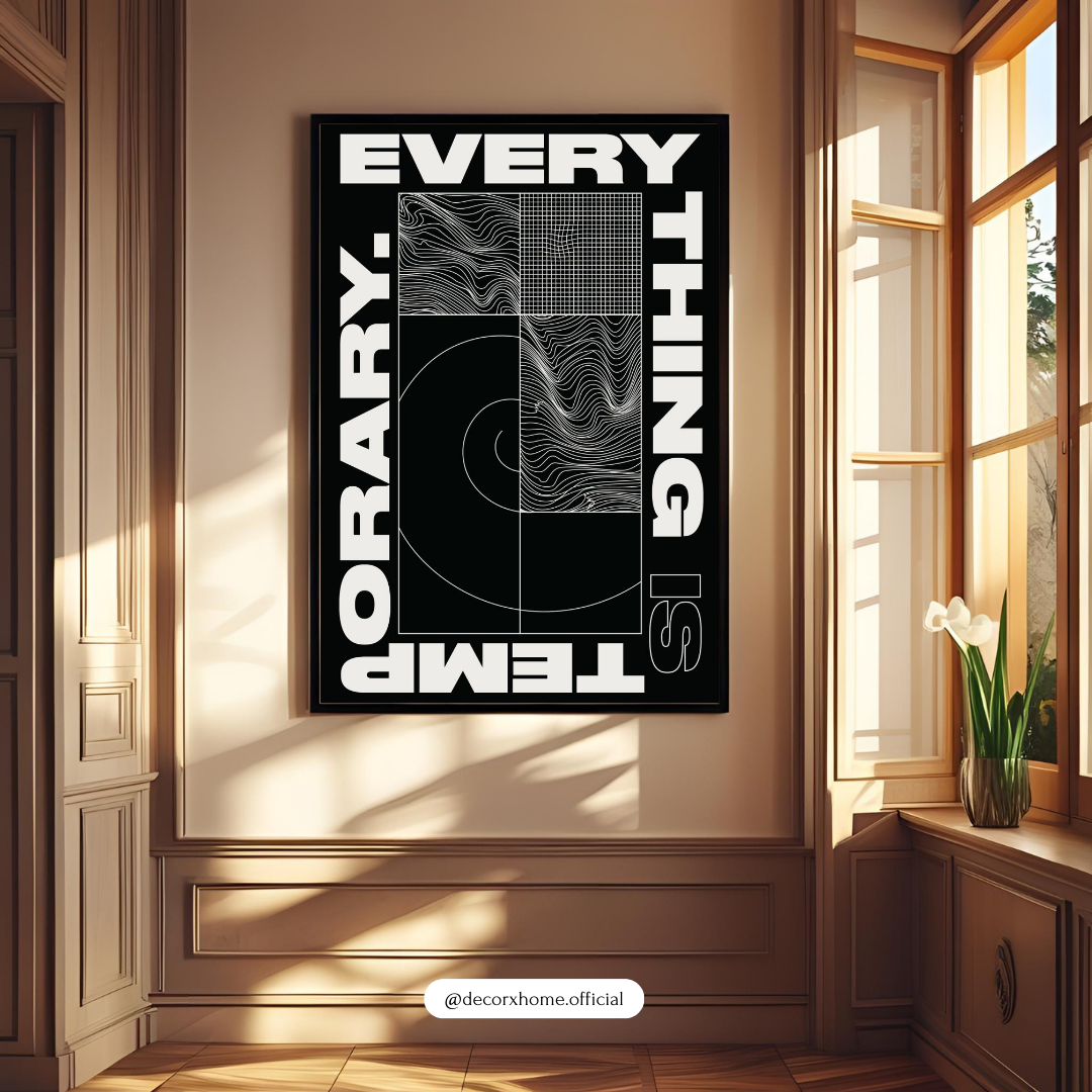 Temporary Everything Typography Wall Art Poster – Modern Minimalist Abstract Design | Decorxhome
