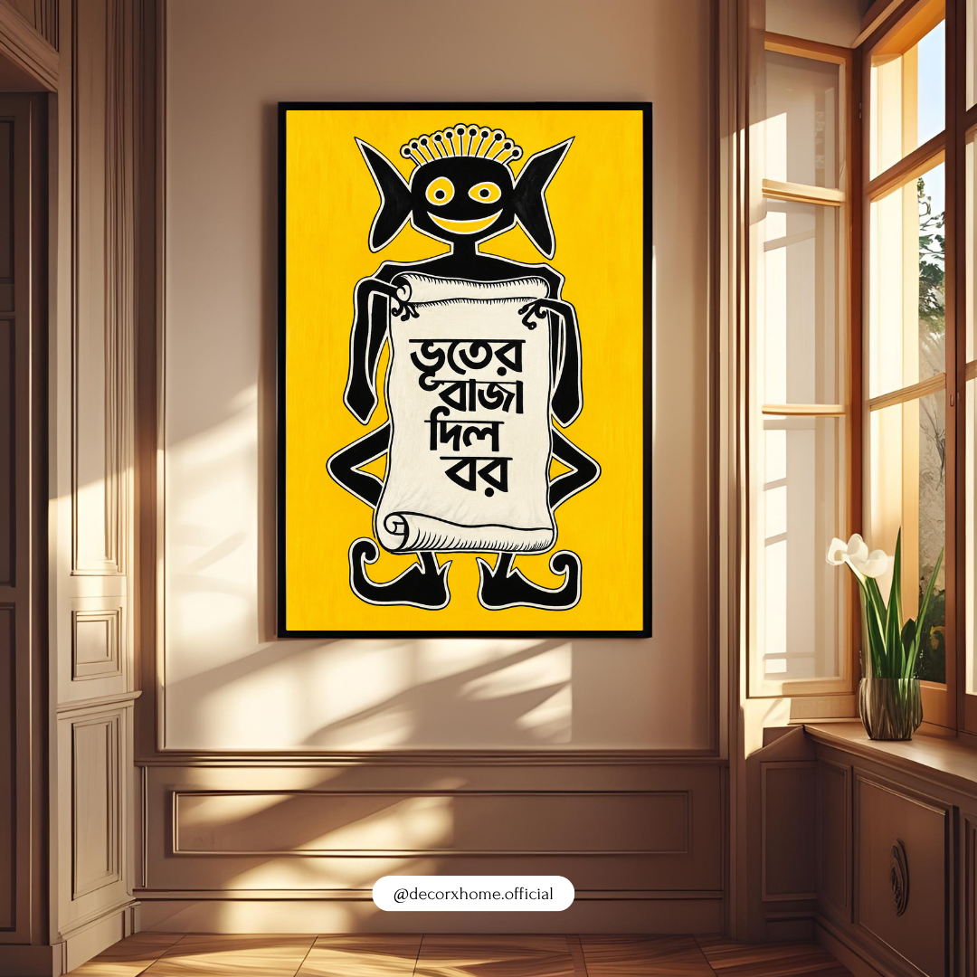 Bengali Satire Poster | Bhuter Raja Dilo Bor Wall Art | Bengali Art Decor | Decorxhome