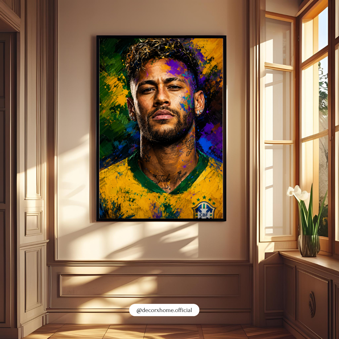 Neymar Jr. Brazil Football Abstract Portrait Wall Art