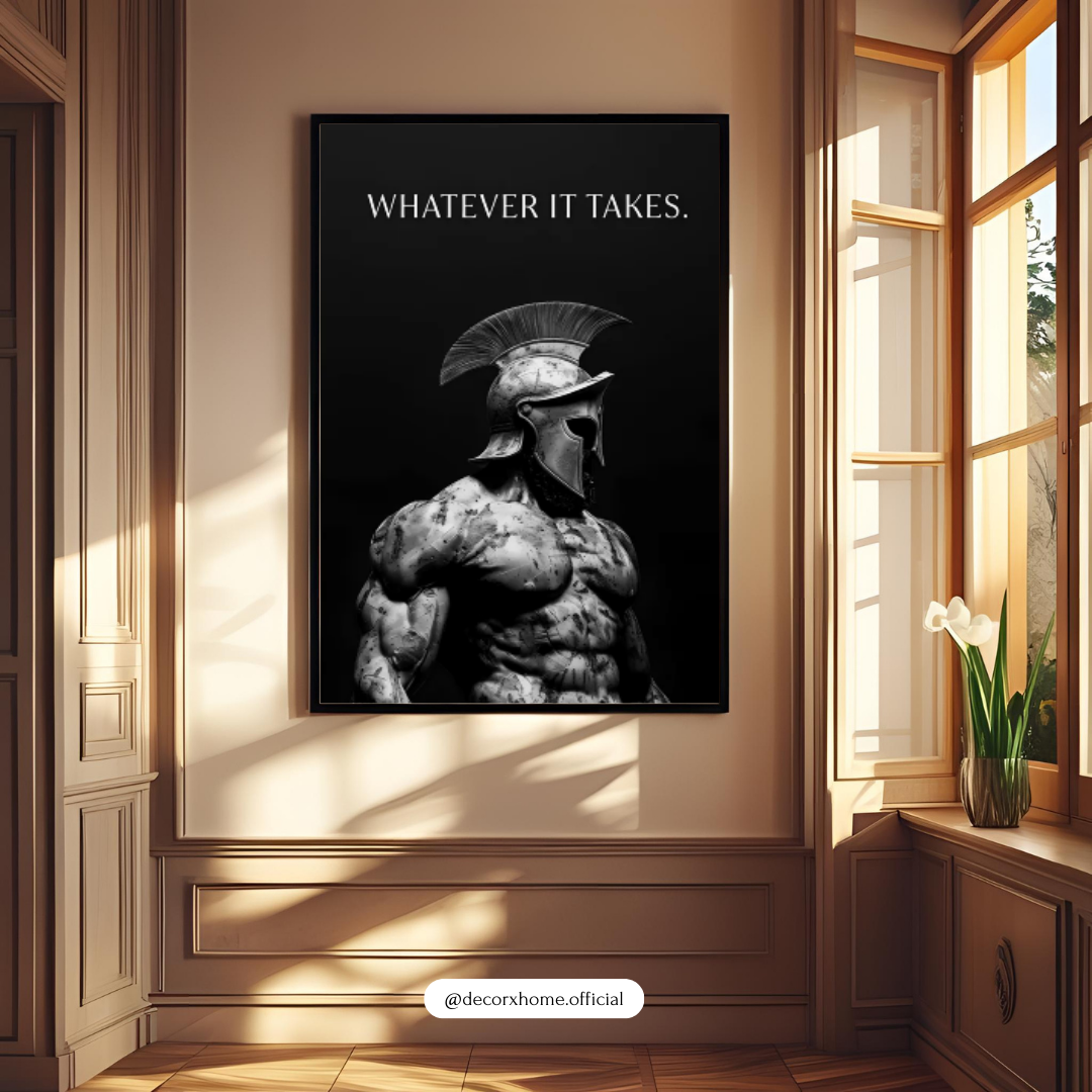 “Whatever It Takes” Spartan Warrior Poster – Motivational Strength Wall Art | Decorxhome