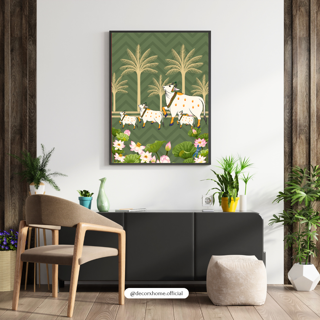 Lotus Grove Heritage Poster – Traditional Indian Folk Art Wall Decor