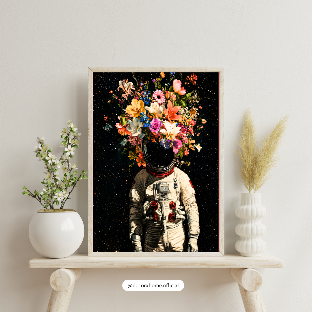 Floral Astronaut Poster | Surreal Space & Botanical Wall Art by DecorxHome