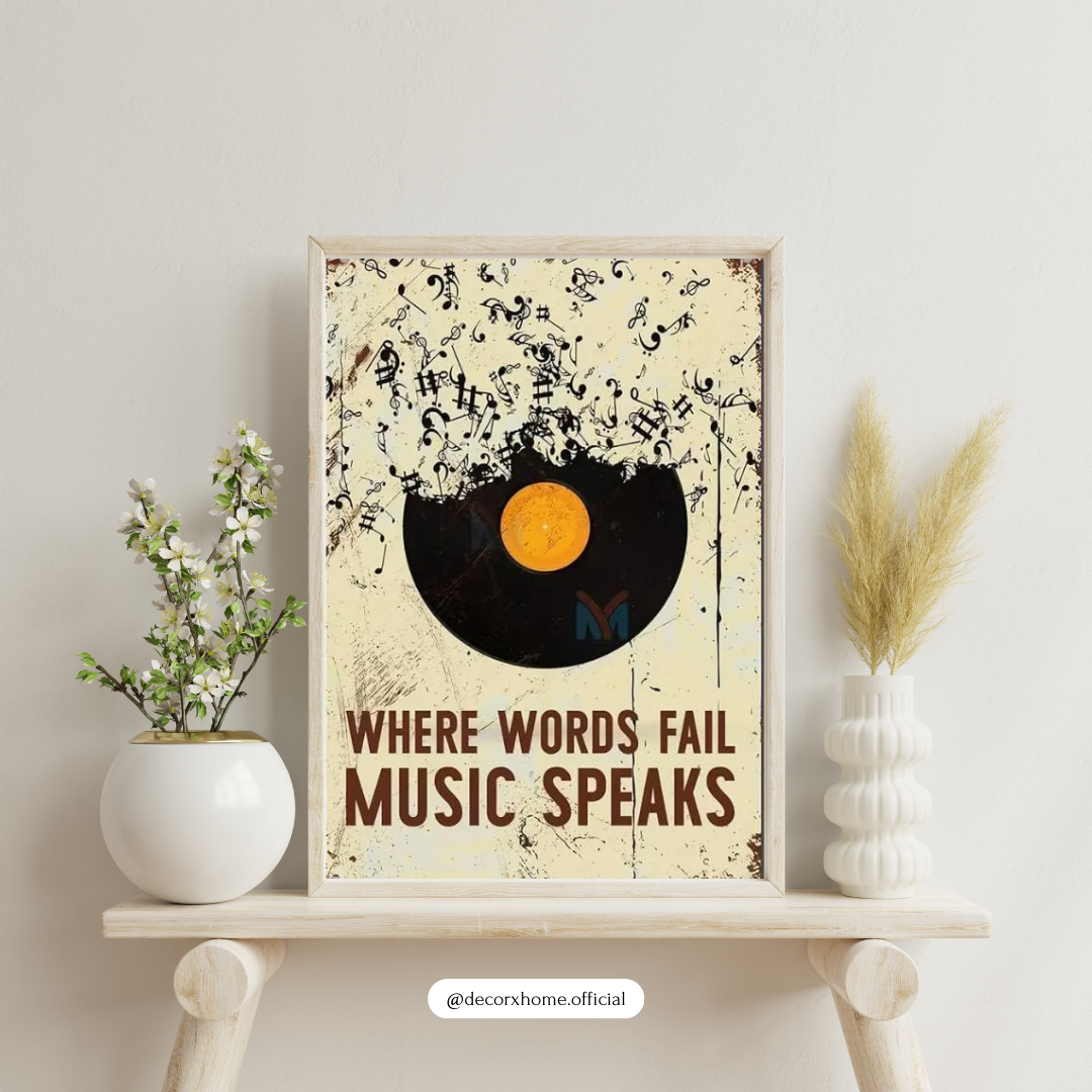 Where Words Fail, Music Speaks – Vintage Vinyl Art Wall Poster
