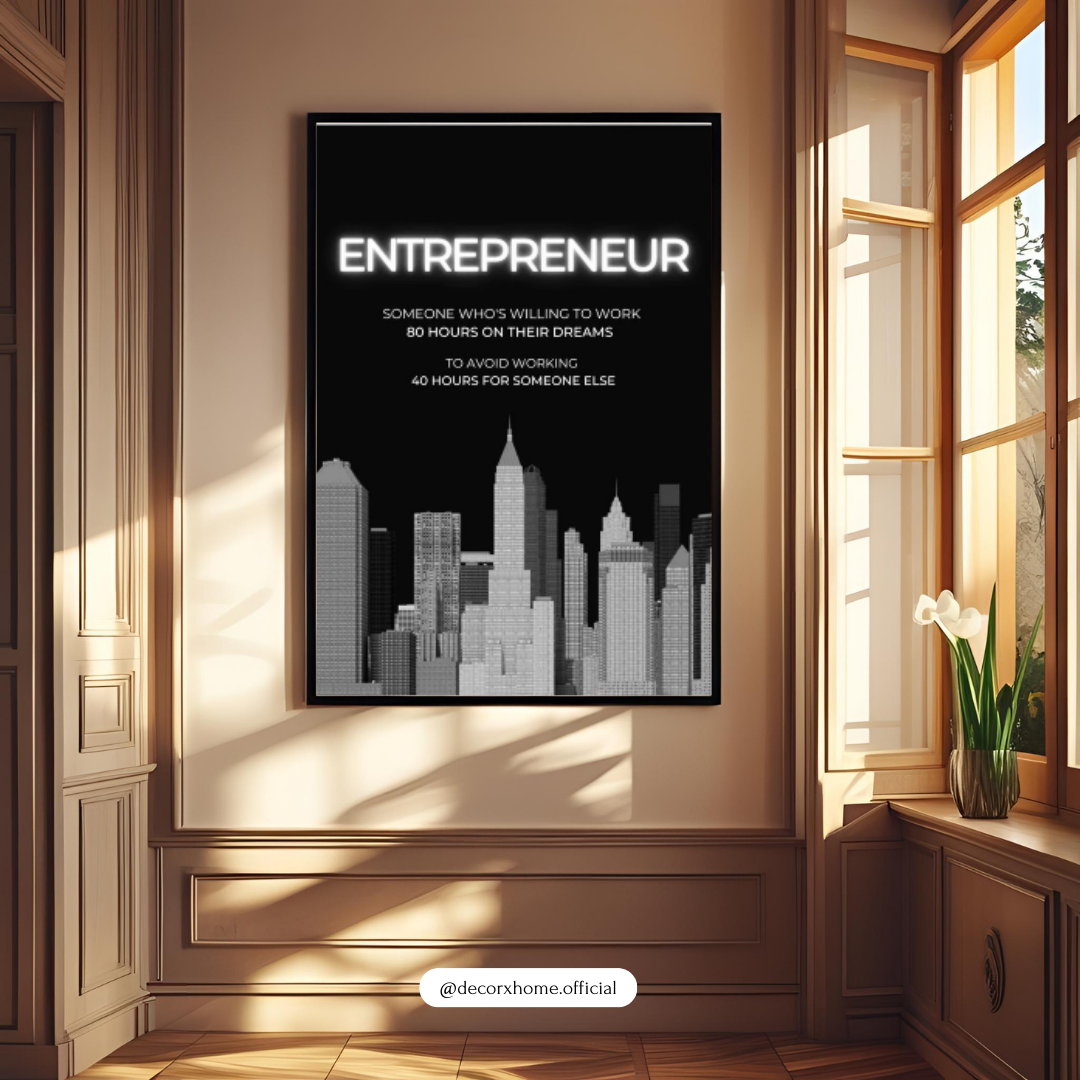 Entrepreneur Definition Motivational Poster – Hustle & Success Wall Art | Decorxhome