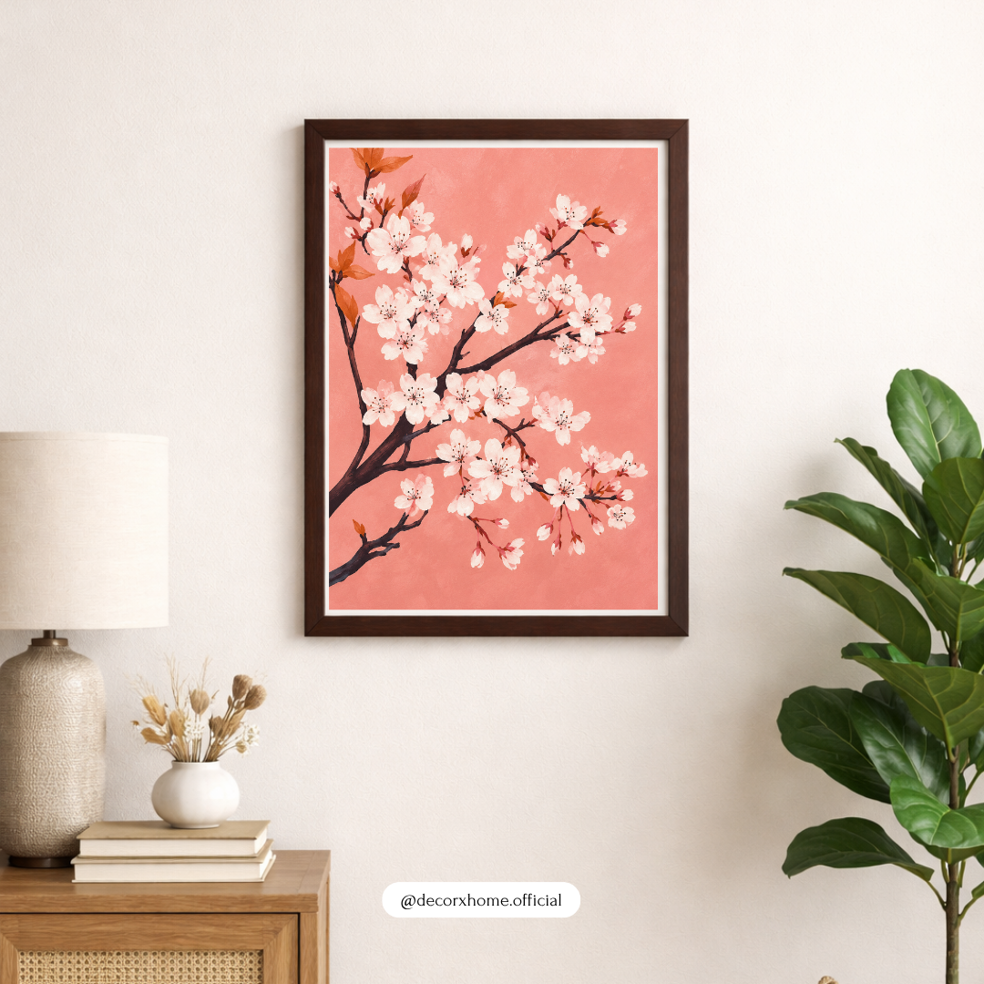 Decorxhome – Sakura Blossom Pink Floral Wall Art Poster