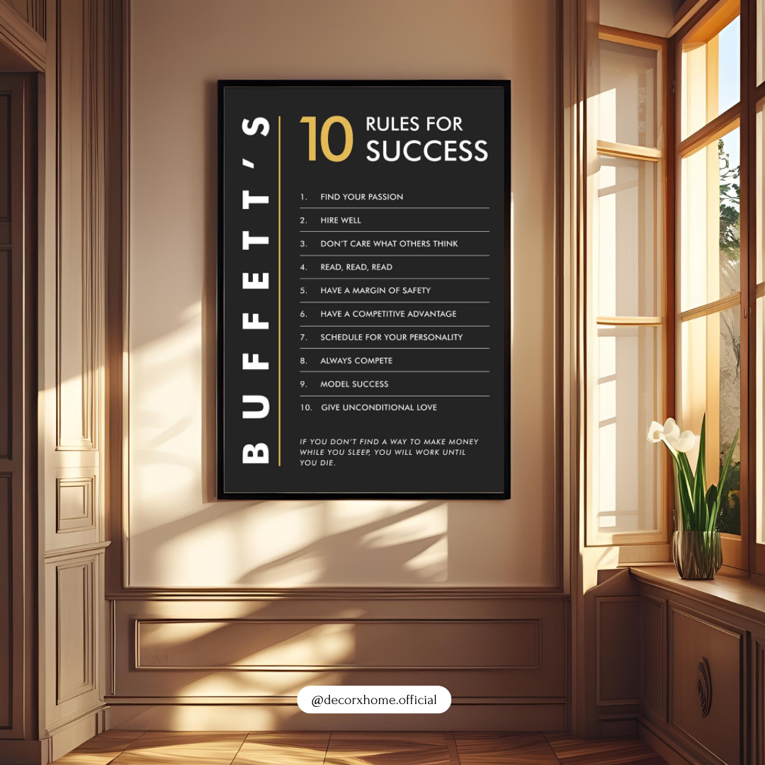 Buffett’s 10 Rules for Success Poster | Business Motivation Wall Art | Decorxhome