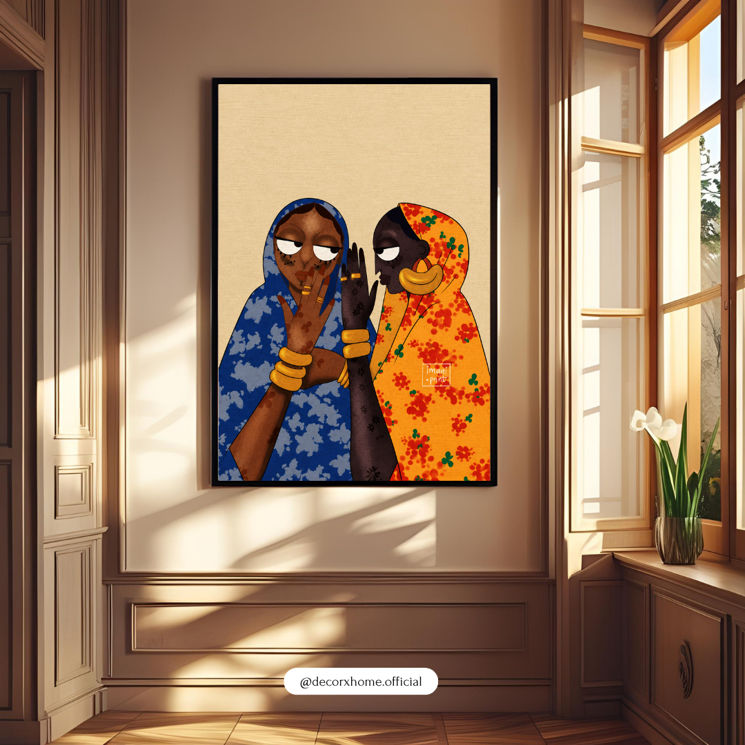 African Women Friendship Wall Art Poster – Colorful Cultural Illustration | Decorxhome