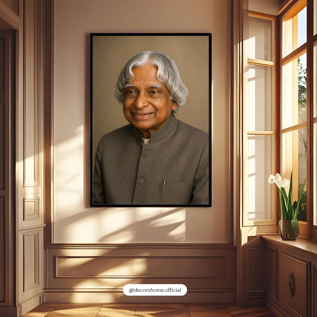 Dr. A.P.J. Abdul Kalam Portrait Wall Art – Inspirational Indian Scientist & Former President Poster | Motivational Leader Artwork for Home, Office & Study | Decorxhome