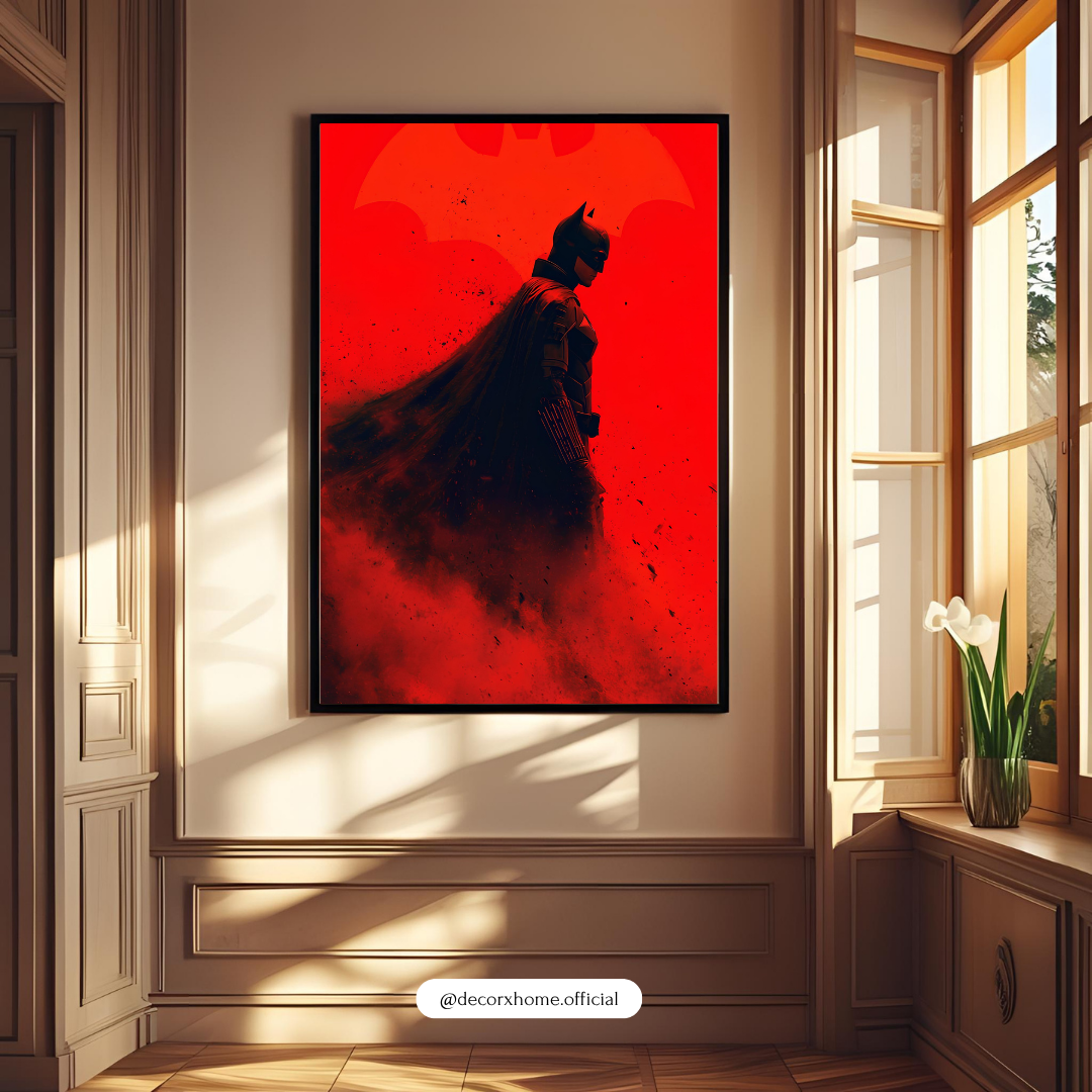Dark Knight Batman Wall Art – Red & Black Superhero Poster