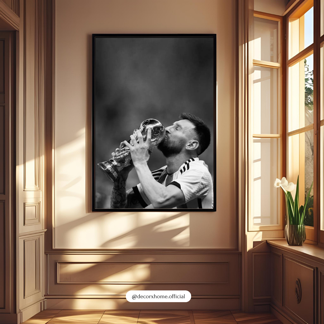 GOAT Football Messi Champion Poster – Victory Trophy Sports Wall Art | Decorxhome