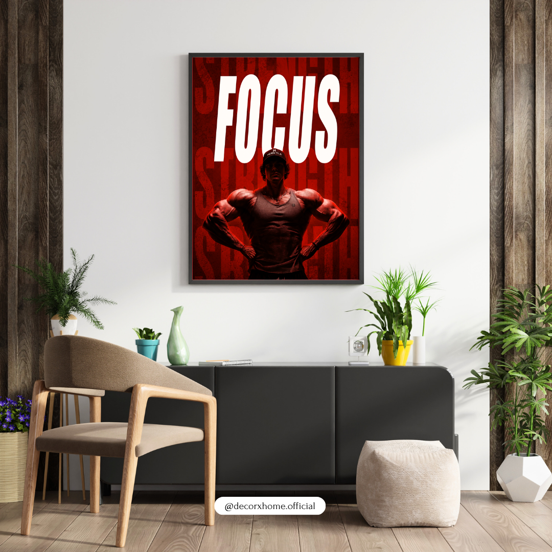 Focus Gym Motivation Poster | Strength & Discipline Wall Art Print | Decorxhome