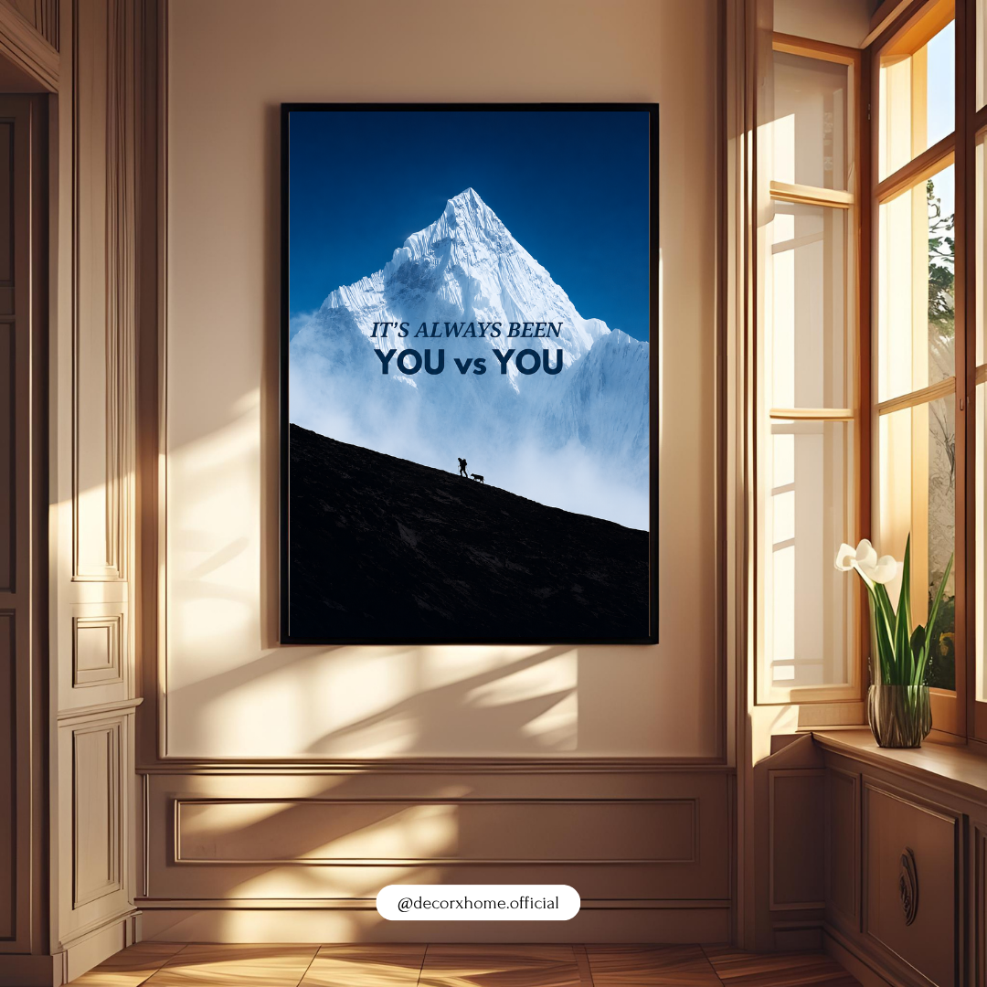 You vs You Mountain Motivational Poster | Self-Improvement Wall Art | Decorexhome