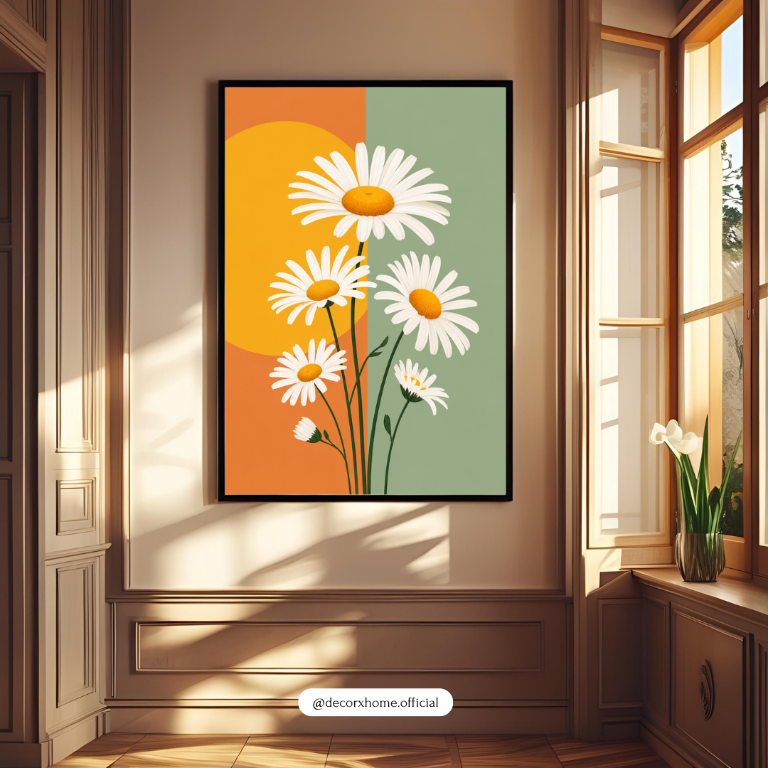 Minimal Daisy Bloom – Modern Floral Aesthetic Wall Art Poster | DecorxHome