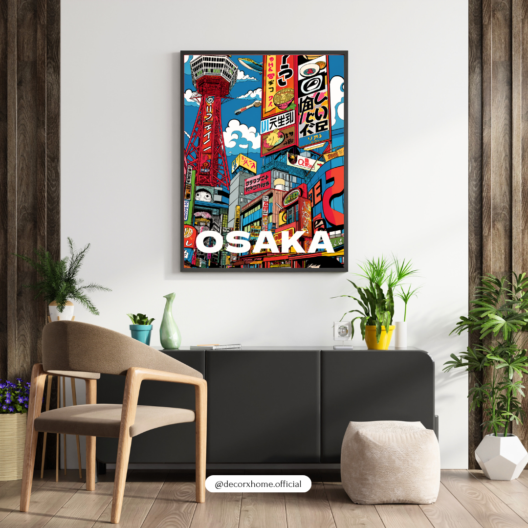 Osaka Japan Travel Poster | Vibrant Japanese Cityscape Wall Art by DecorxHome