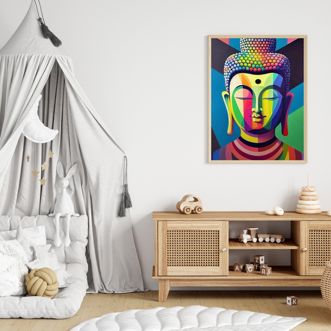 Radiant Serenity – Colorful Buddha Spiritual Wall Poster 🕉️✨