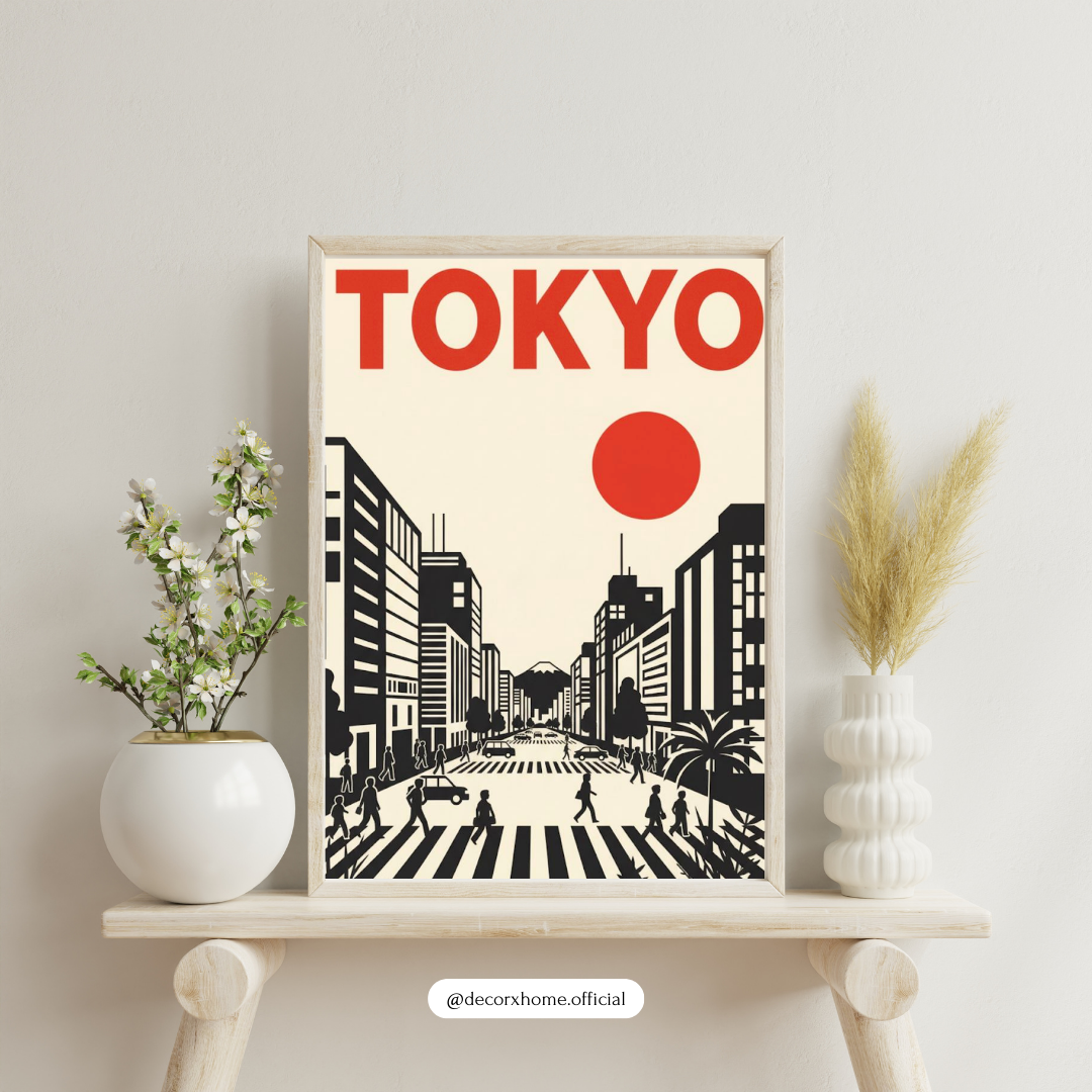 Tokyo Cityscape Minimal Art Poster – Japanese Urban Aesthetic Wall Decor