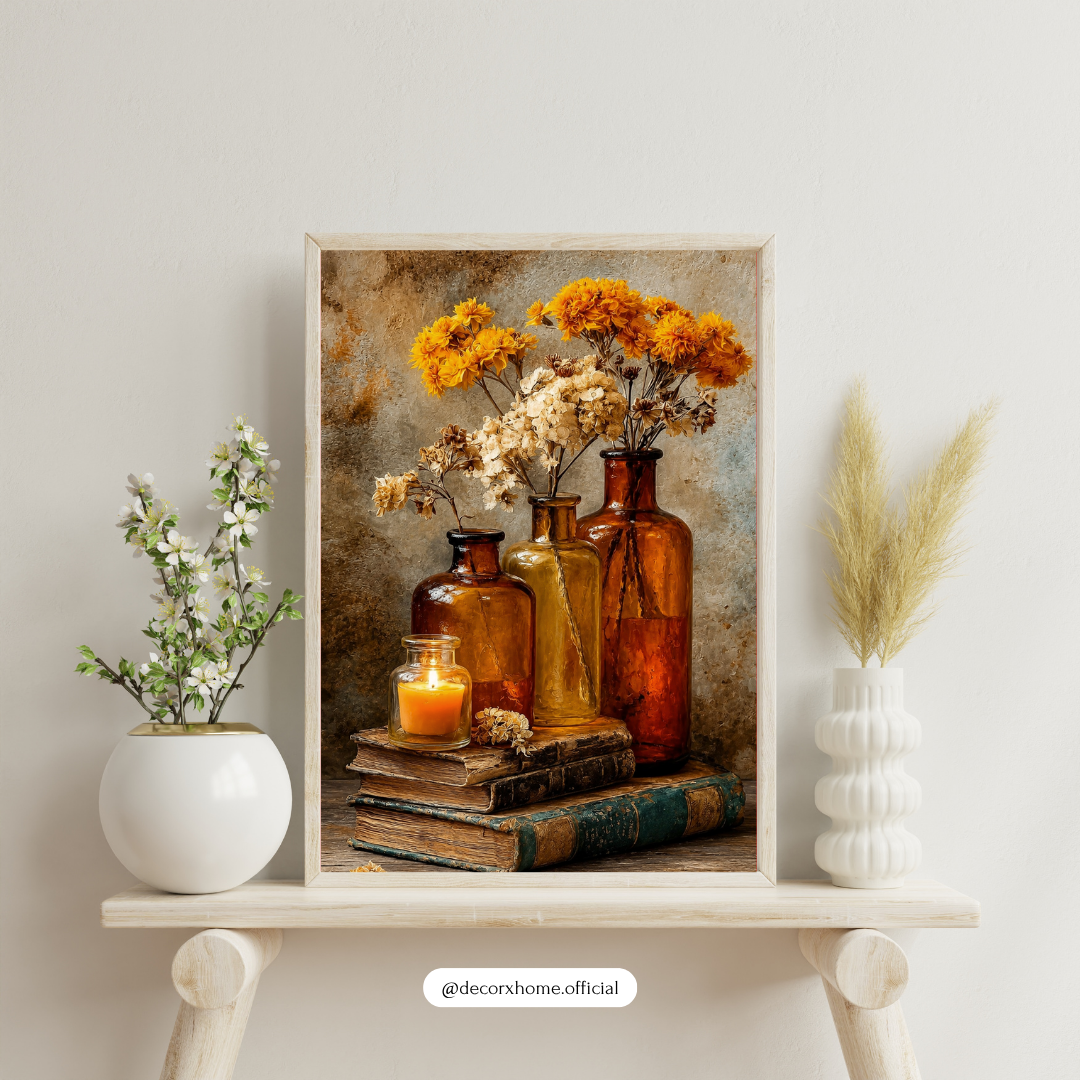 Vintage Floral Still Life Wall Art Poster | Rustic Botanical Home Decor
