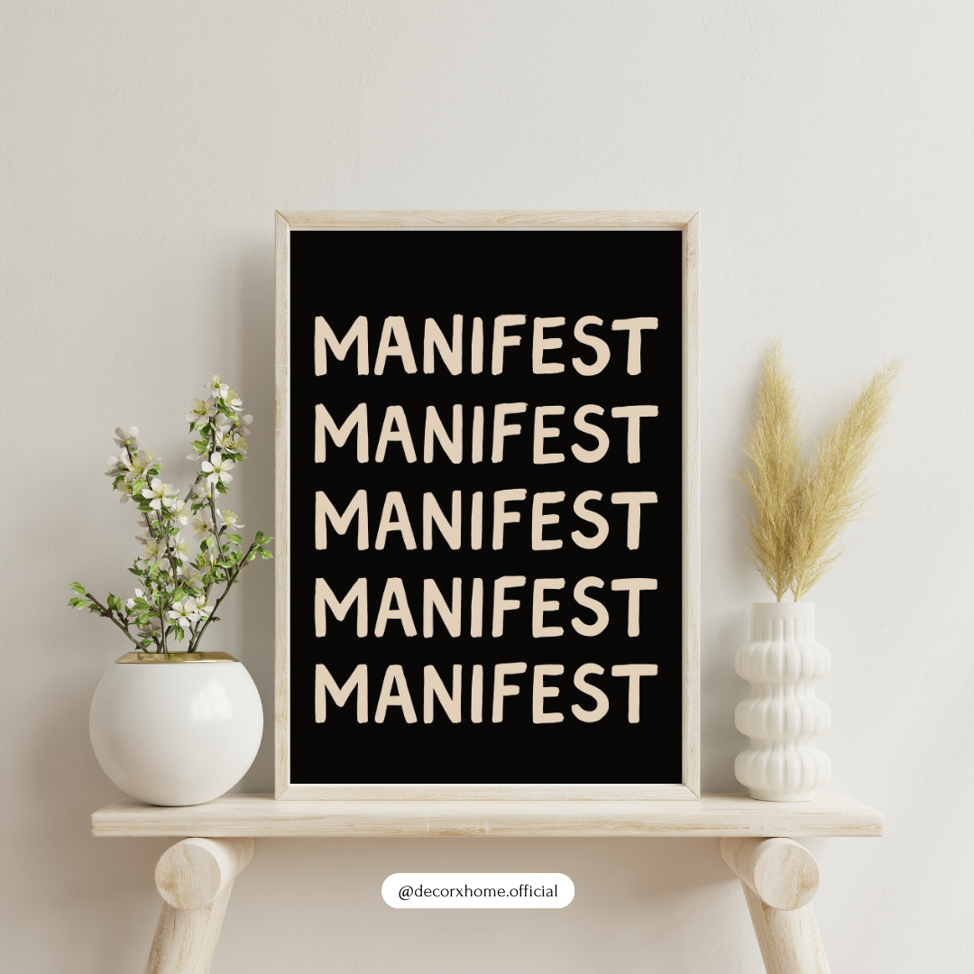 Manifest Repeated Typography Poster – Minimal Motivational Wall Art