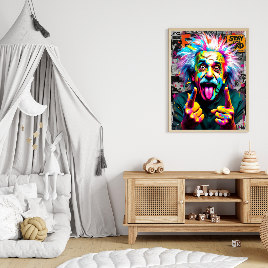 Neon Einstein Pop-Art Poster – Genius Gone Wild 🎨⚡