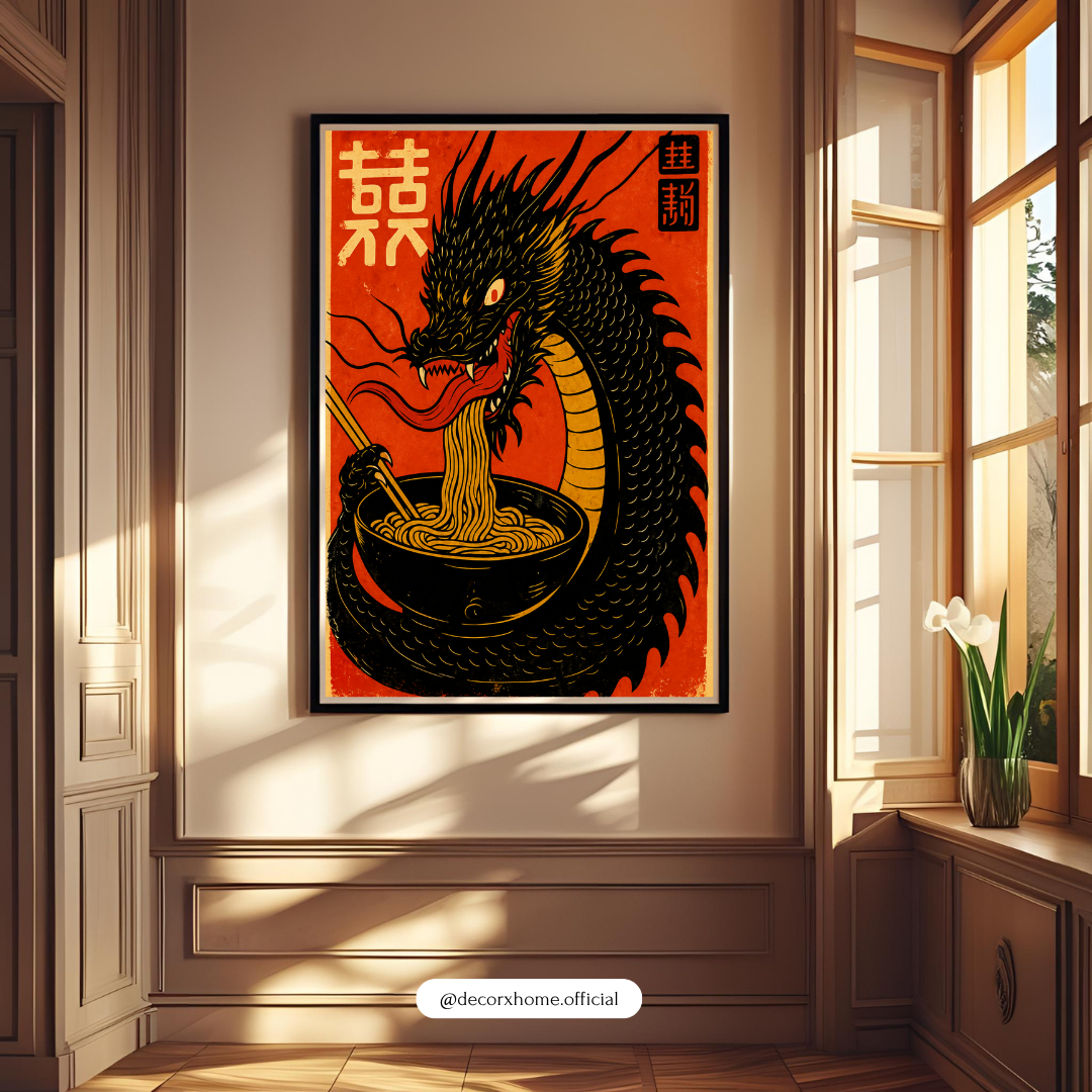 Chinese Dragon & Ramen Wall Art – Japanese Asian Inspired Poster