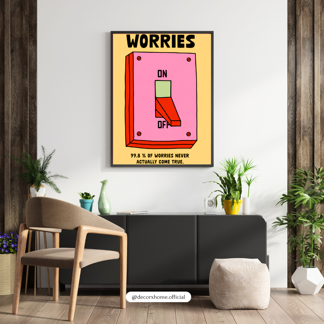 Worries Off Motivational Poster | Positive Mindset Typography Wall Art by DecorxHome