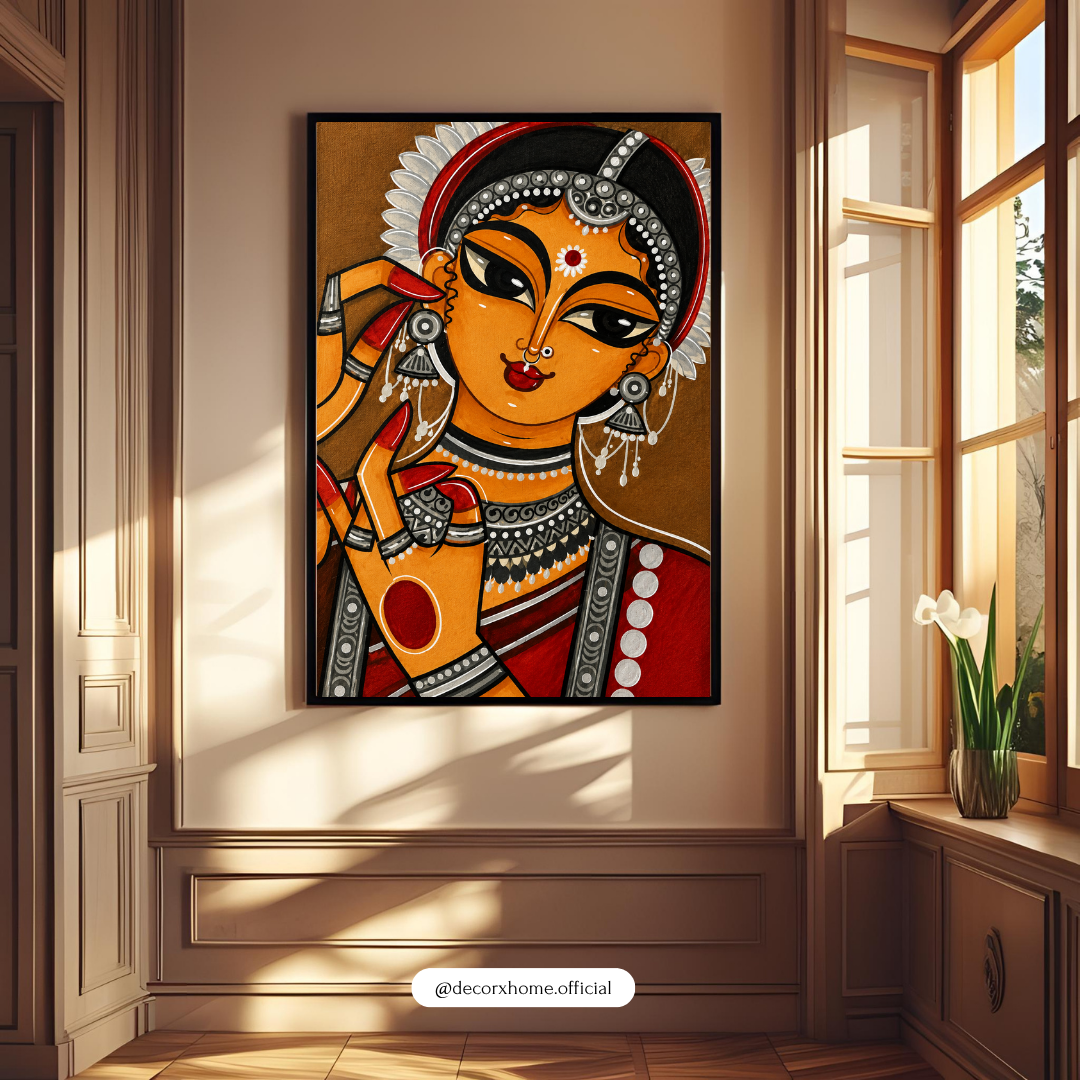Madhubani Folk Art Woman Poster – Traditional Indian Art Wall Decor | Decorxhome