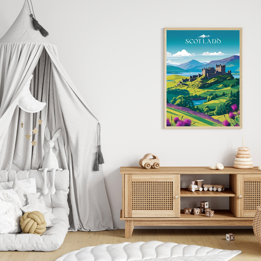 🏰 Scotland Castle – Framed Travel Wall Art Print 🌄