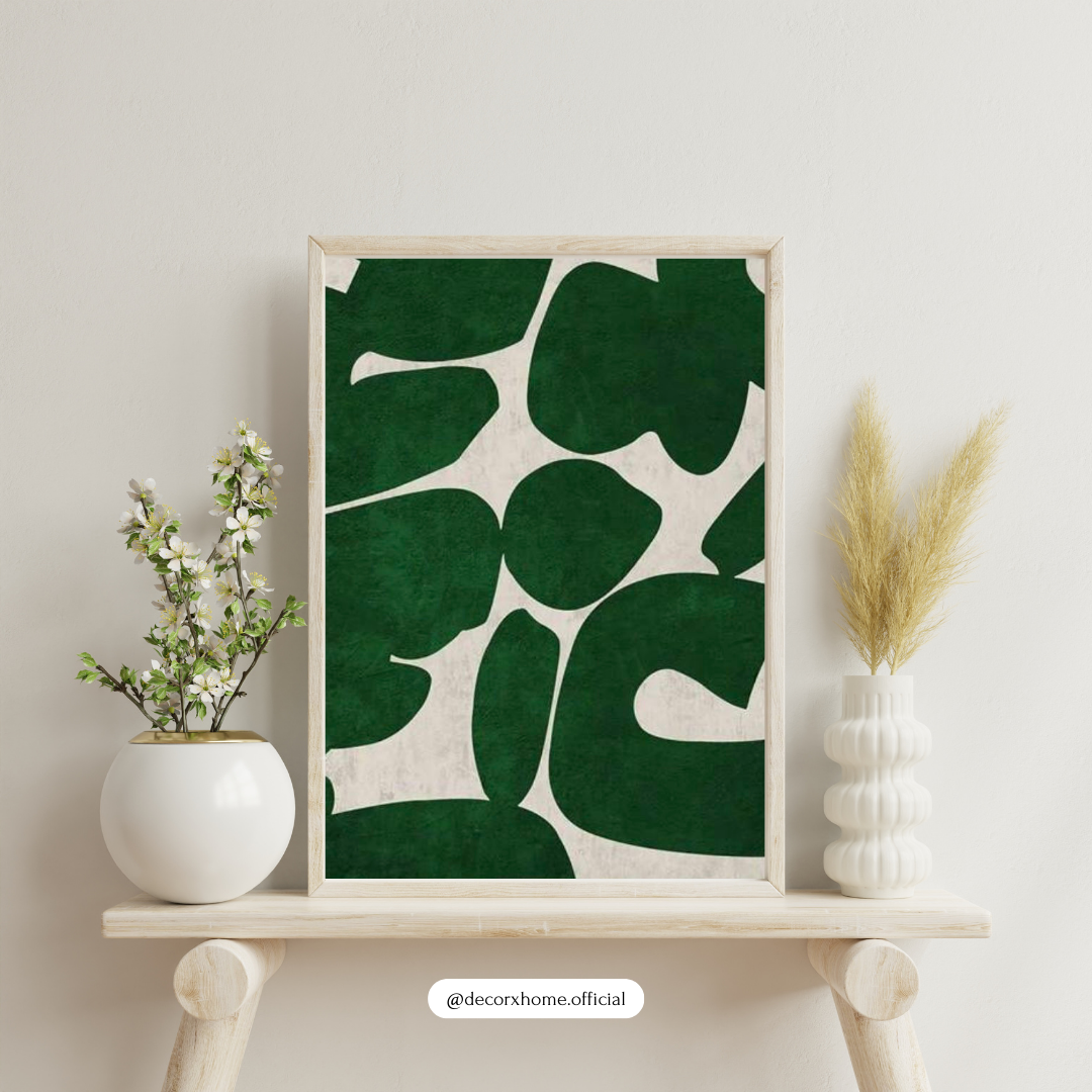 Green Organic Shapes Abstract Poster – Modern Minimal Wall Art