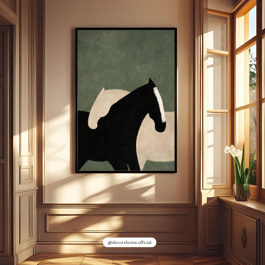 Minimalist Horse Silhouette Wall Art Poster – Modern Abstract Animal Design | Decorxhome