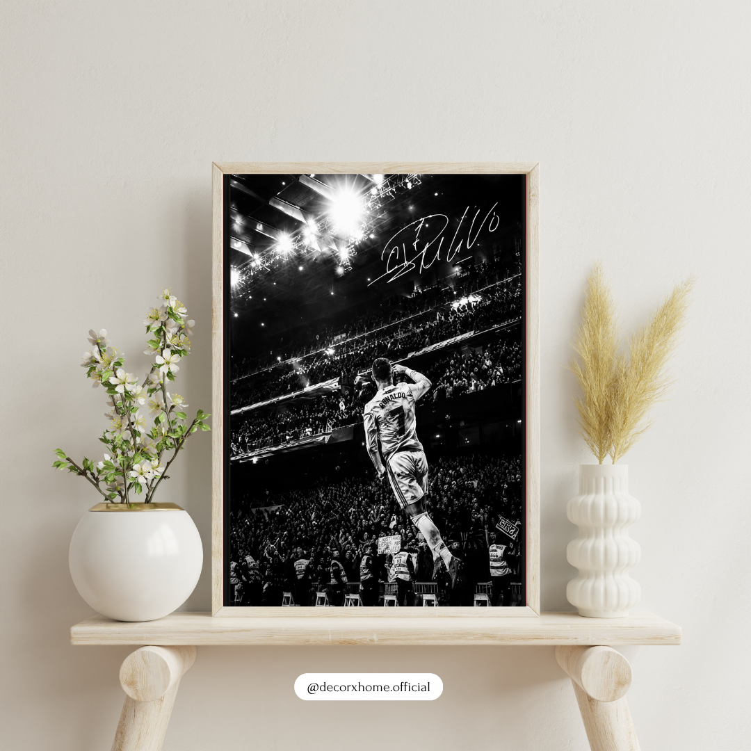 Cristiano Ronaldo Stadium Glory Black & White Wall Art Poster | DecorexHome