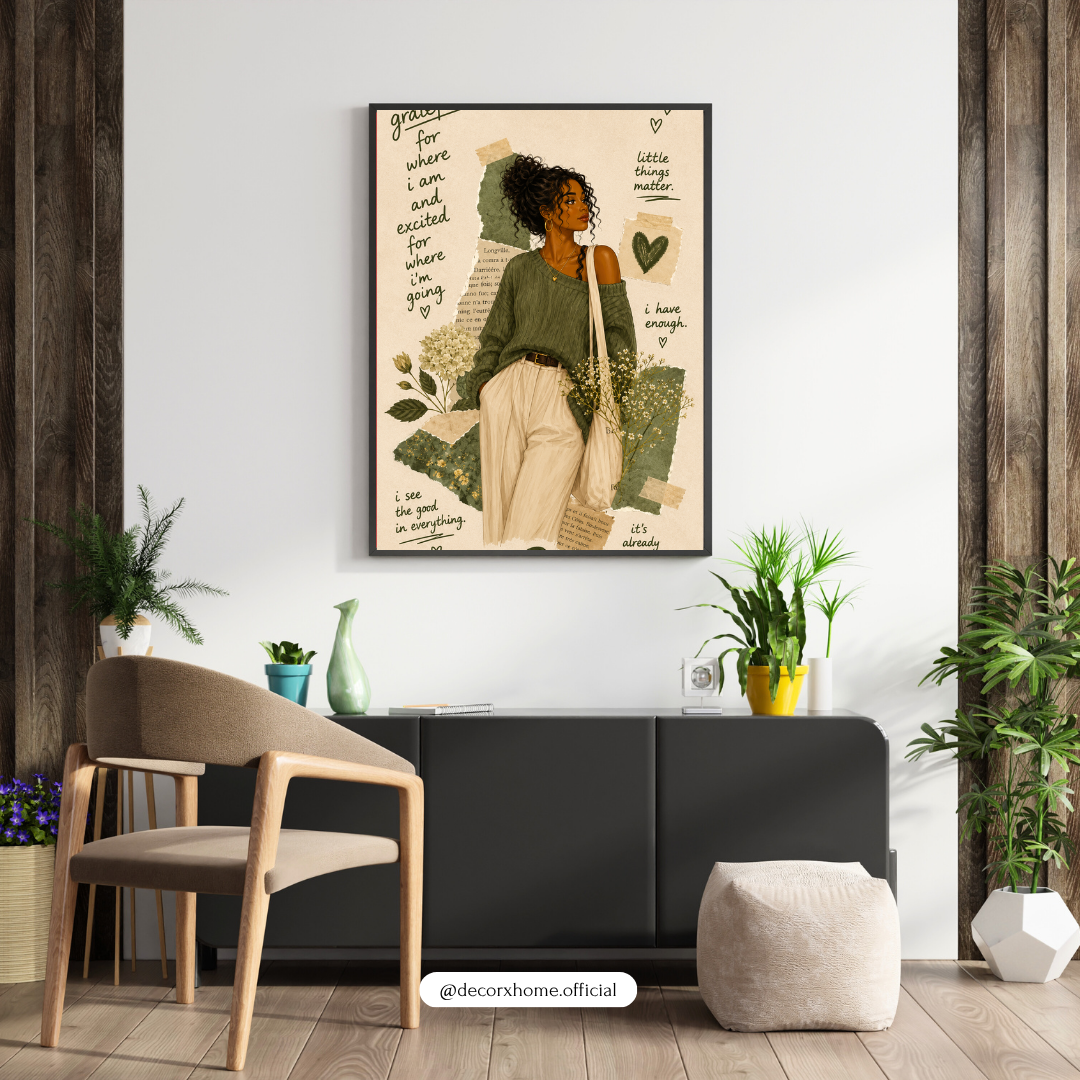 Gratitude & Growth Affirmation Poster – Inspirational Self-Love Wall Art