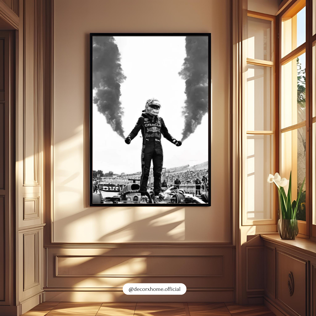 F1 Racing Victory Poster | Motorsport Driver Celebration Wall Art | Decorxhome