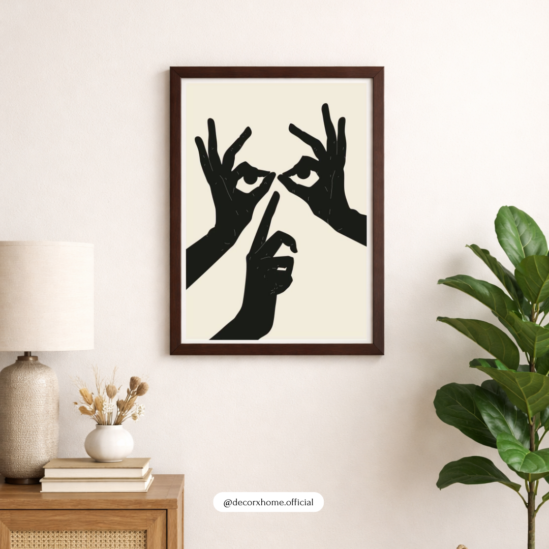 Abstract Hand Silhouette Art – Minimal Black & White Wall Poster by Decorxhome