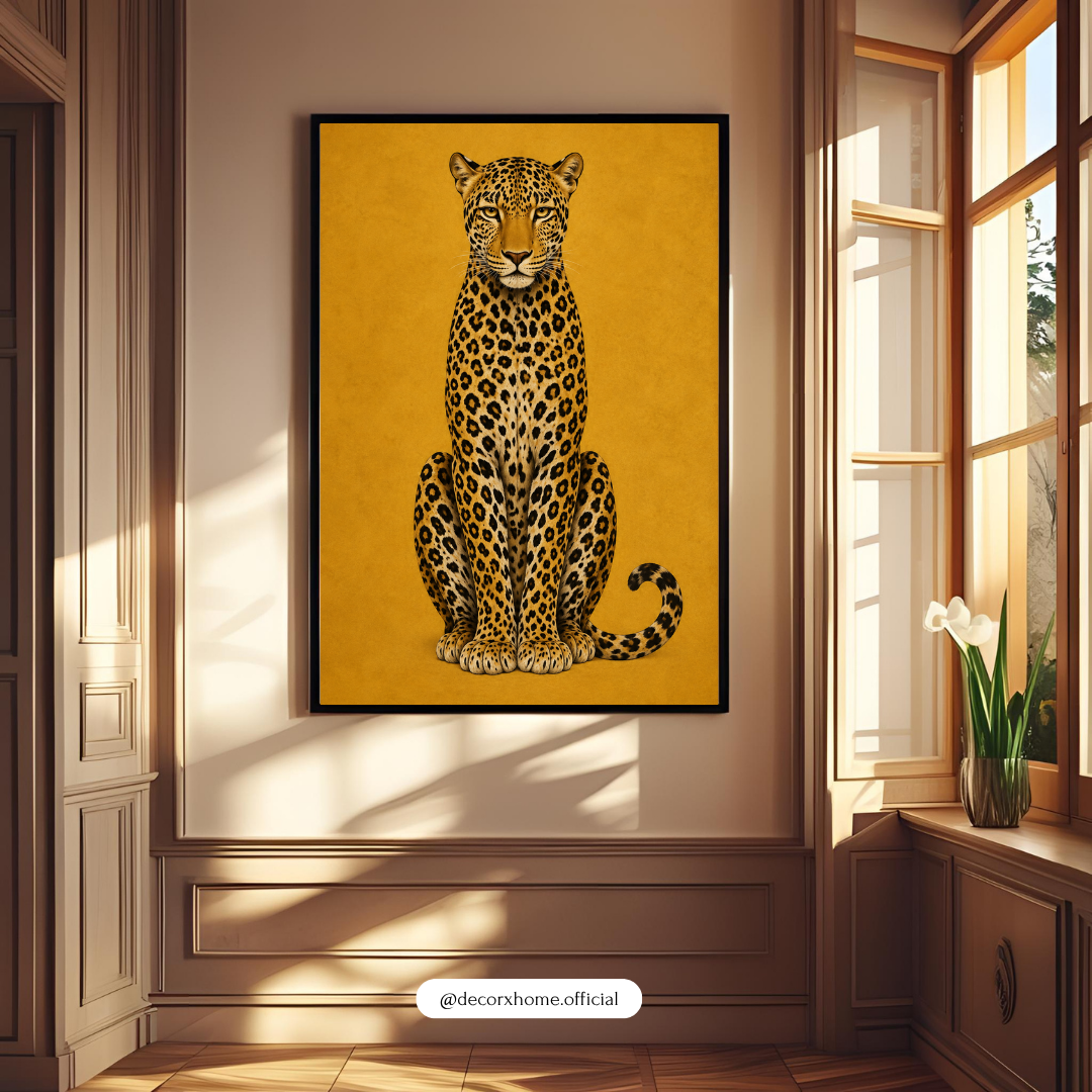 Royal Leopard Wall Art | Golden Leopard Animal Poster | Luxury Wildlife Artwork | Modern Nature Wall Décor | Decorxhome
