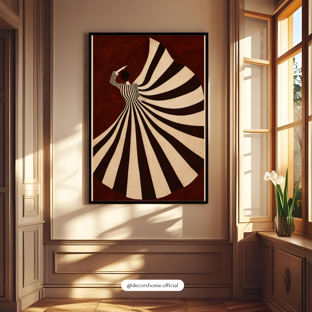 Abstract Dancing Woman Wall Art Poster – Modern Minimal Figure Canvas Print | Elegant Aesthetic Decor (Framed