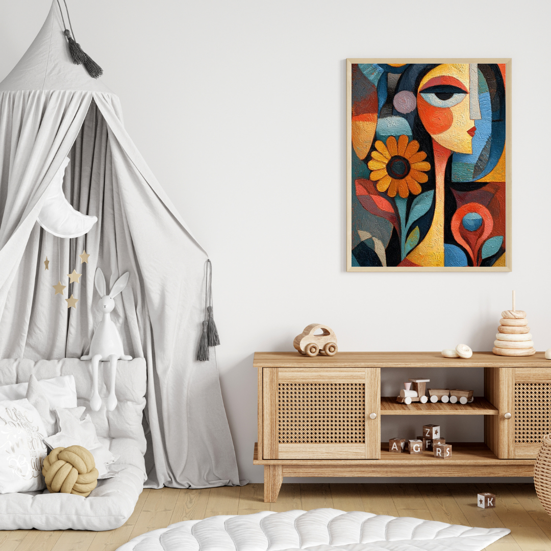 Floral Muse – Framed Modern Art Print for Home & Office Wall Decor