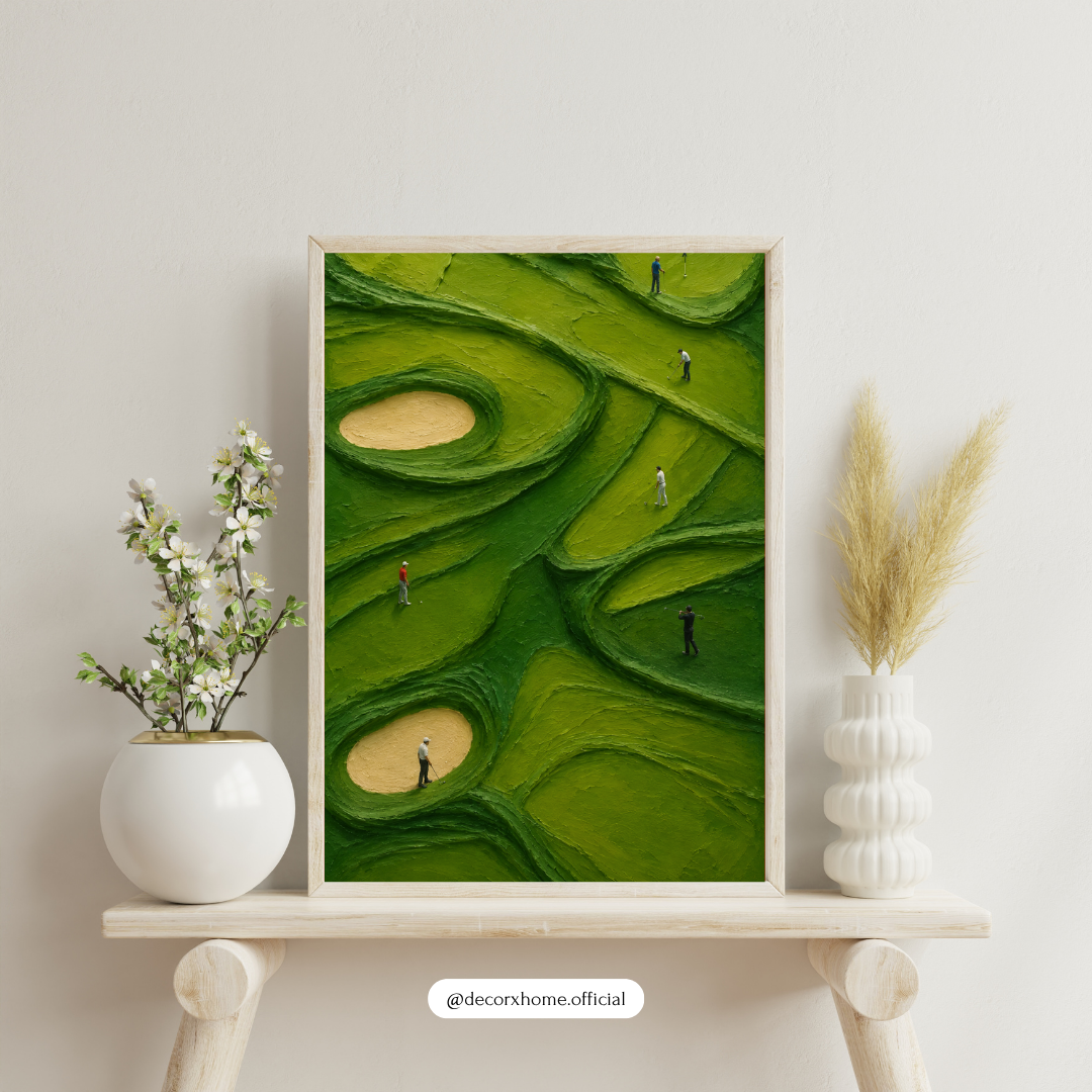 Decorexhome Abstract Golf Greens Wall Art Poster | Modern Golf Course Landscape Canvas Print | Luxury Sports Home Decor