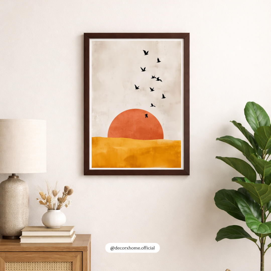 “Golden Horizon” – Minimalist Sunset Art Wall Poster by Decorxhome