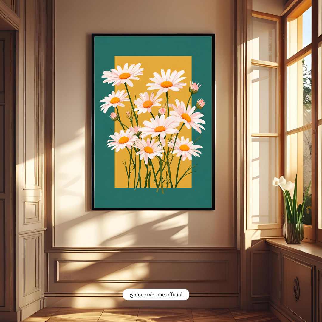 Blue & Beige FlorDaisy Flower Wall Art Poster | Teal & Mustard Yellow Floral Aesthetic – Decorxhomeal Abstract Wall Art | Modern Aesthetic Poster – Decorxhome (Copy)