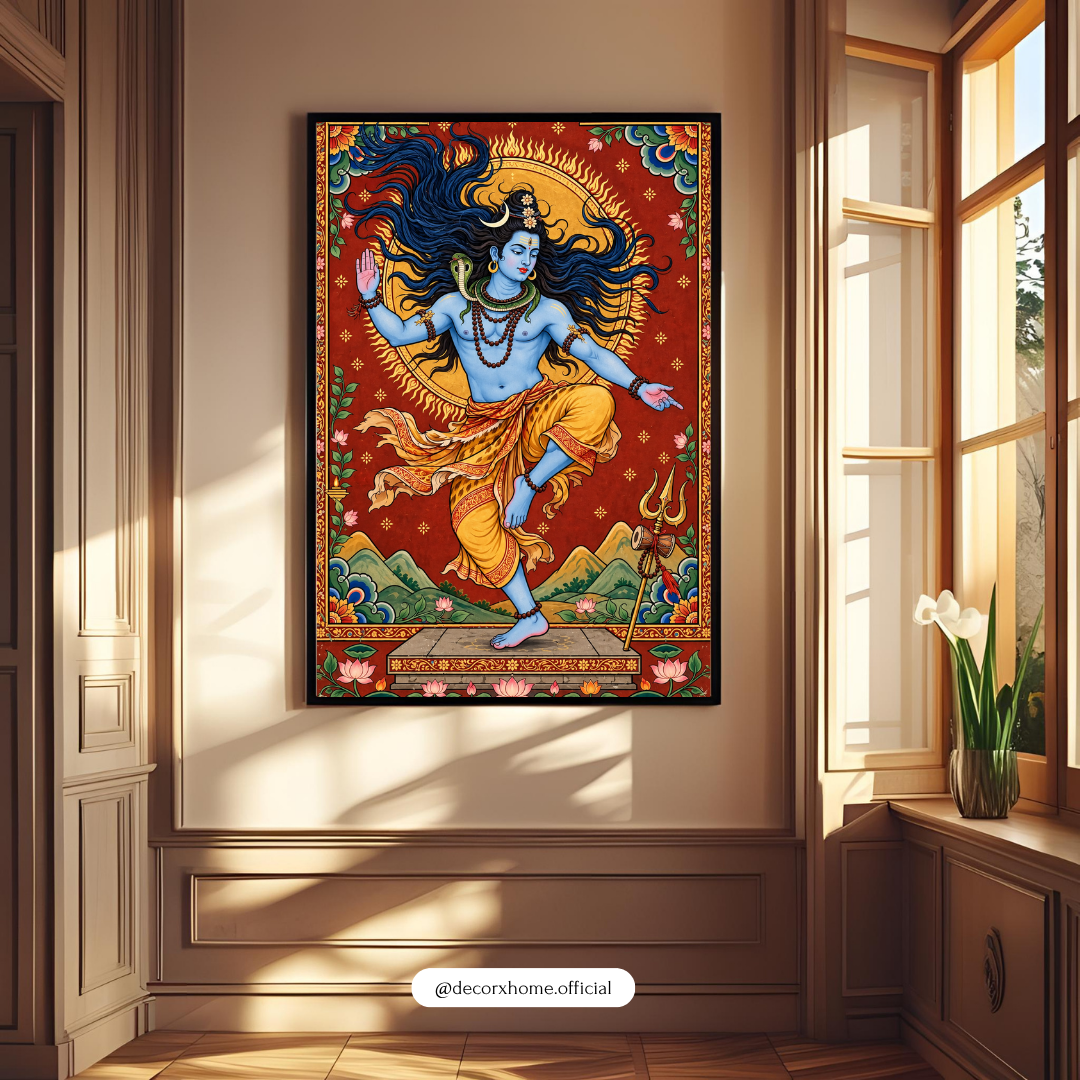 Lord Shiva Nataraja Dancing Wall Art | Traditional Hindu God Poster | Spiritual Indian Artwork | Decorxhome