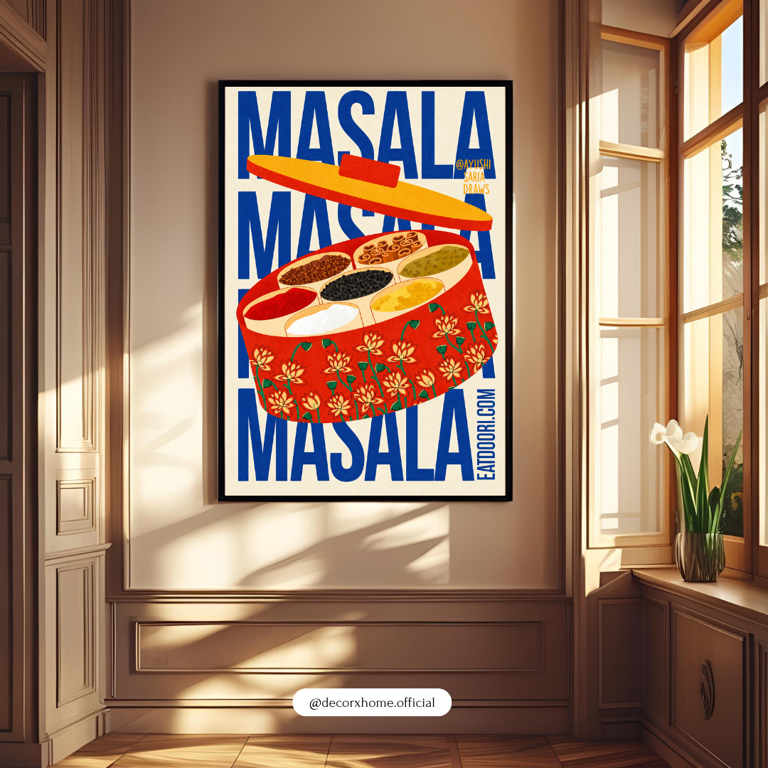 Indian Masala Box Wall Art Poster | Colourful Indian Kitchen Decor | Decorexhome