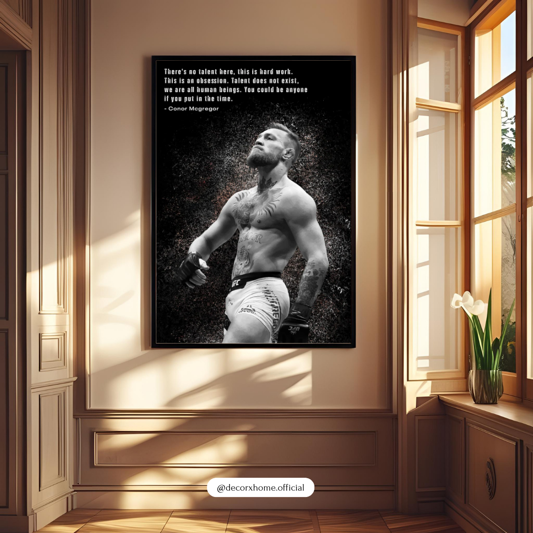 Hard Work Over Talent Motivational Poster | Fighter Inspiration Wall Art | Decorxhome