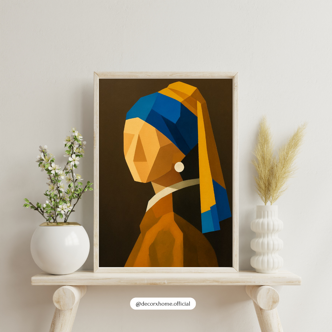 Geometric Girl Portrait Poster – Modern Abstract Art Wall Decor